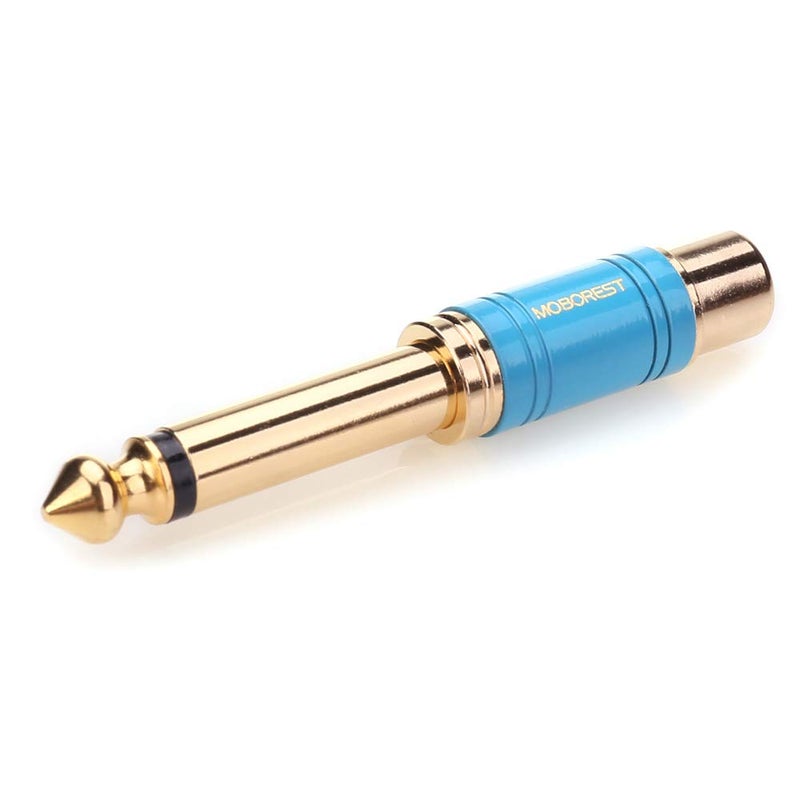MOBOREST 1/4" Male to RCA Female Audio Adaptor - Pure Copper, 6.35mm Mono Plug TS, Color Paint Adapter Coupler, (1Red+1Blue) - Image 5